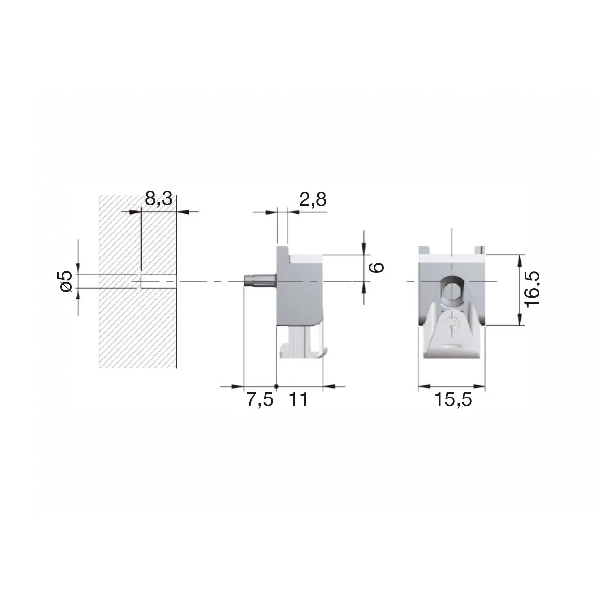 KUBIC  PORTAESTANTE PARA CRISTAL REGULABLE DE 4 A 8 MM. CON PRISIONERO