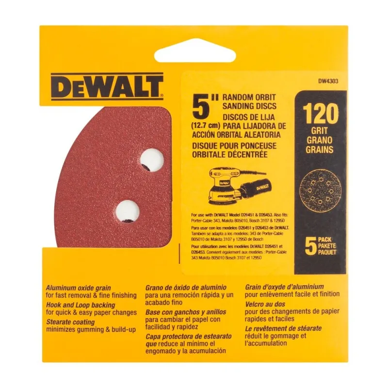 Lija Excéntrica 5" Grano 120 5 und Dewalt DW4303 X