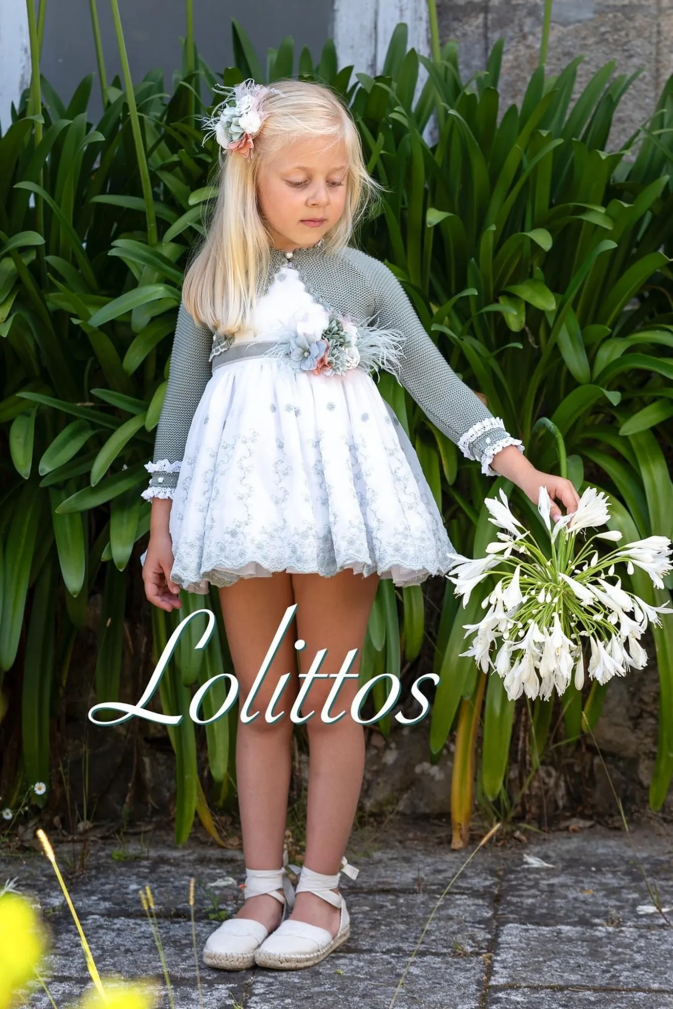 Lolittos set for girls three pieces. Special ceremony Guipure Collection