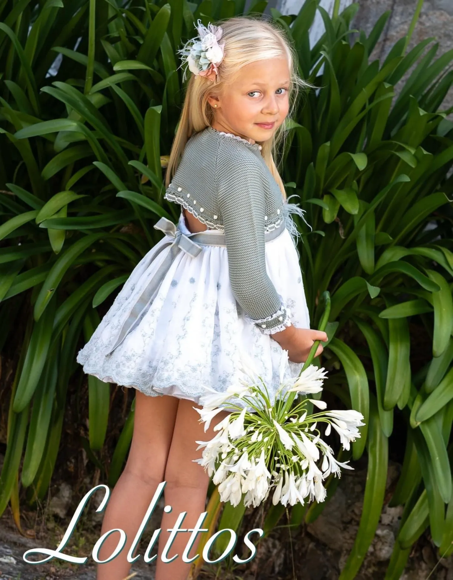 Lolittos set for girls three pieces. Special ceremony Guipure Collection