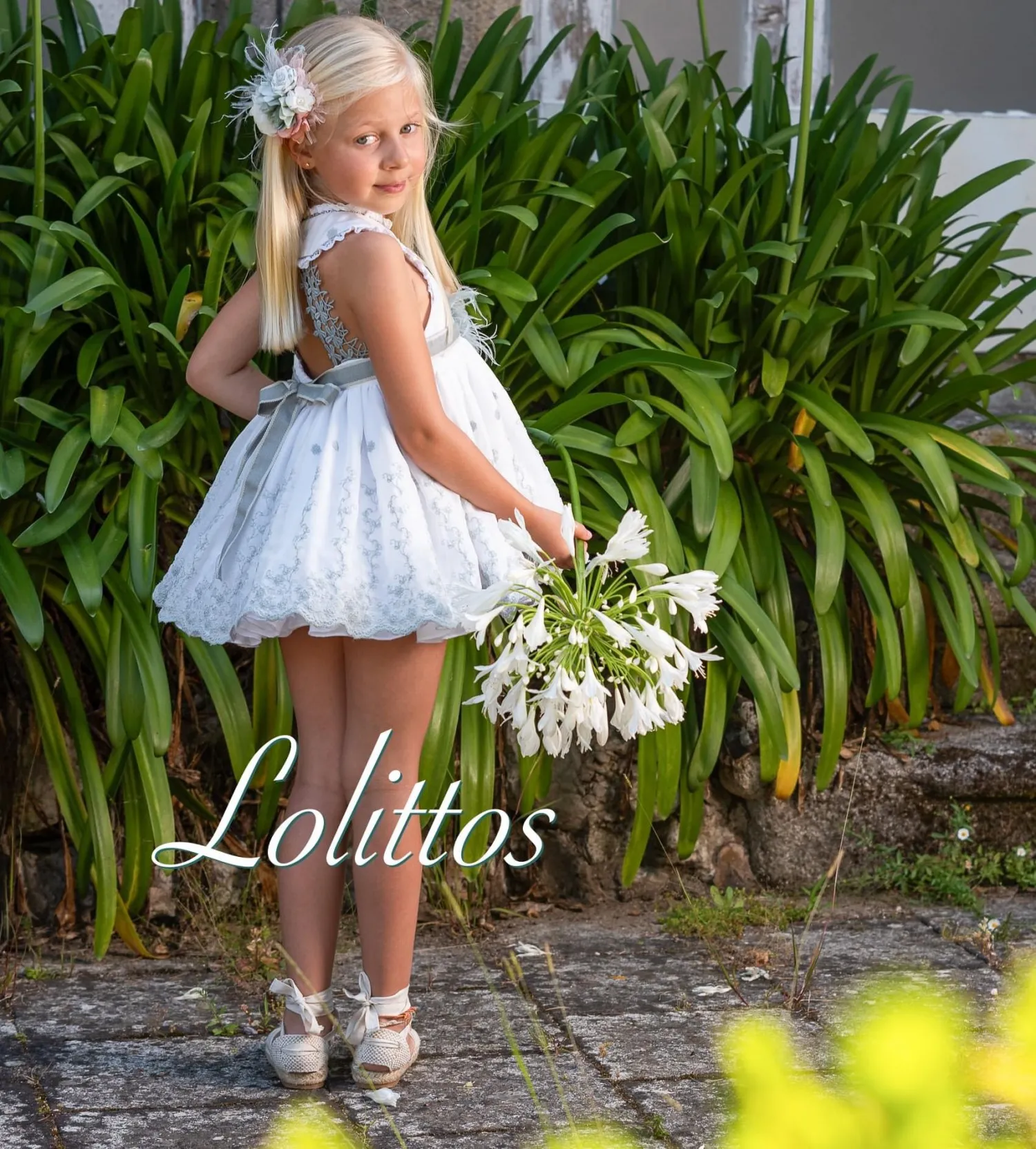 Lolittos set for girls three pieces. Special ceremony Guipure Collection