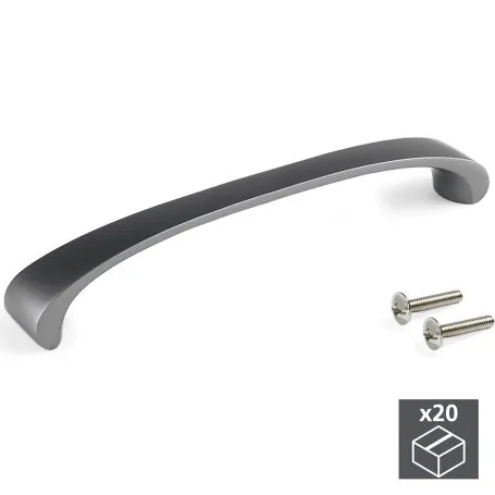 Lote de 20 tiradores Kyoto para mueble intereje 160mm zamak color titanio Emuca