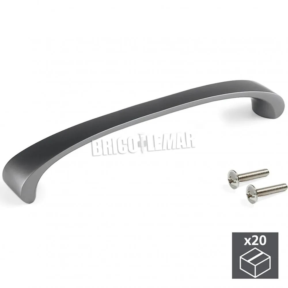Lote de 20 tiradores Kyoto para mueble intereje 160mm zamak color titanio Emuca