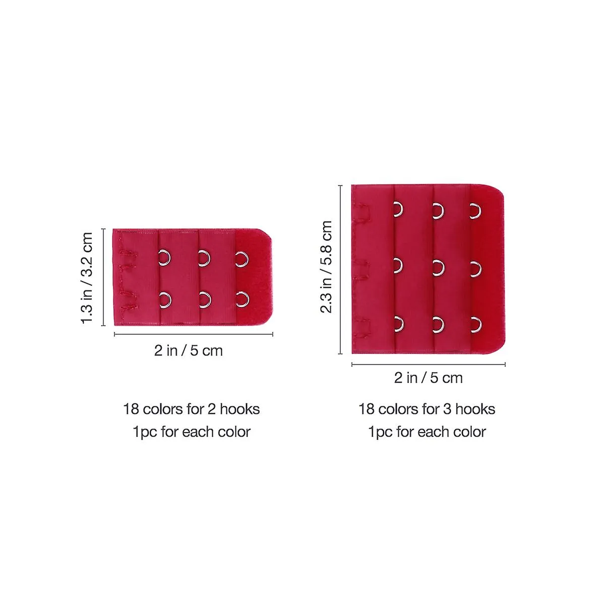 LUOEM 36 Pieces Women's Bra Extenders Brassiere Extension Hooks 2 Hooks and 3 Hooks (18 Colors)