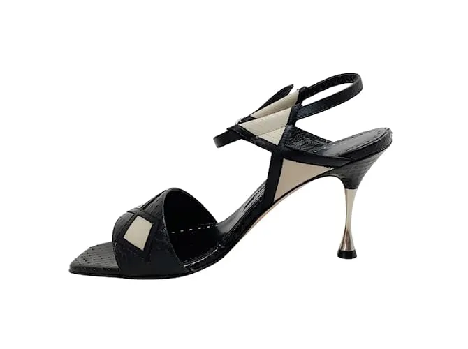 Manolo Blahnik Negro / Sandalias Jarba Serpiente Blanca 