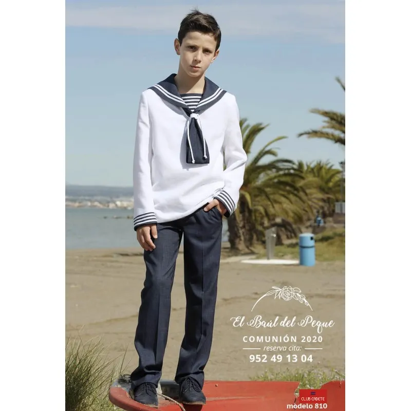 Marinero de Comunión de Lino Blanco y Marino Club Cadete