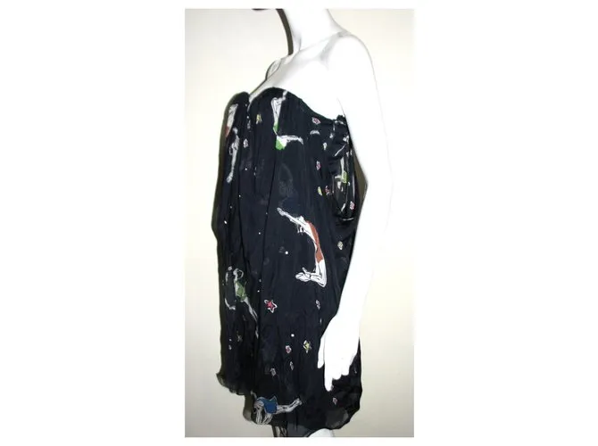 Matthew Williamson Vestido corsé de seda Azul Multicolor 