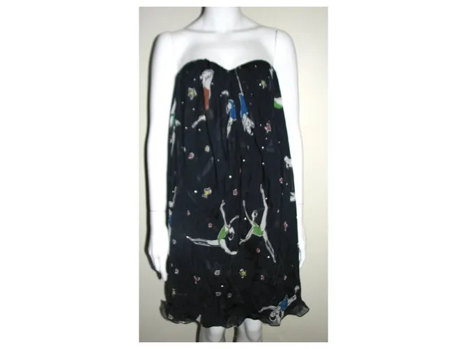 Matthew Williamson Vestido corsé de seda Azul Multicolor 