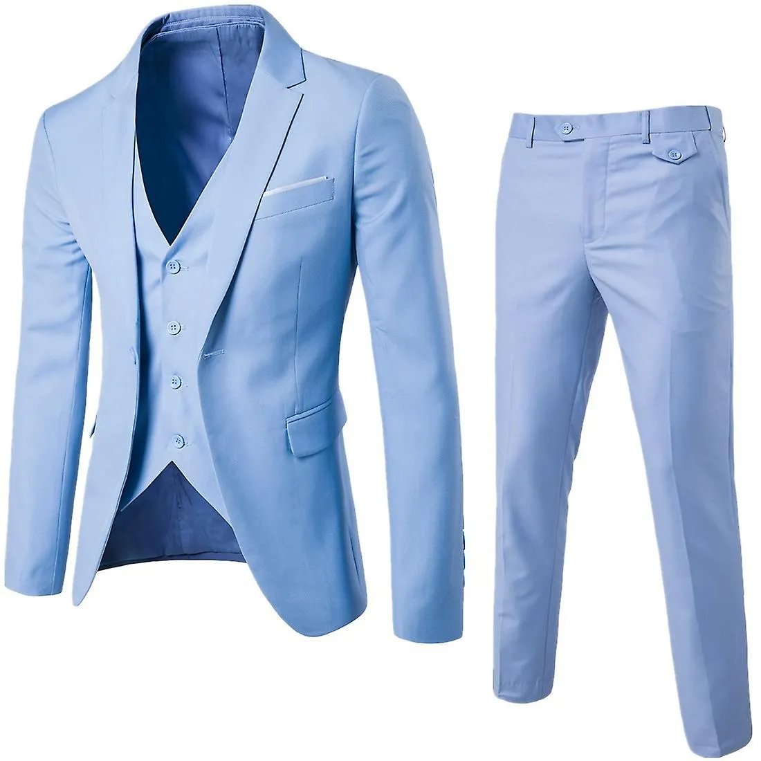 Men Blazers 3 Pieces Sets Business 2 Suits Vest Pants Blue Coats Wedding Formal Elegant Jackets Korean Luxury Free Shipping