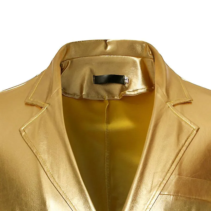 Men's Shiny Gold 2 Pieces Suits Party Club Dress Tuxedo Suit