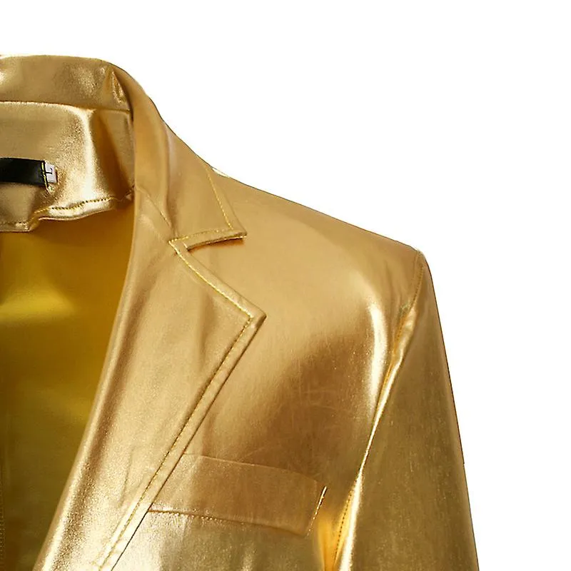 Men's Shiny Gold 2 Pieces Suits Party Club Dress Tuxedo Suit