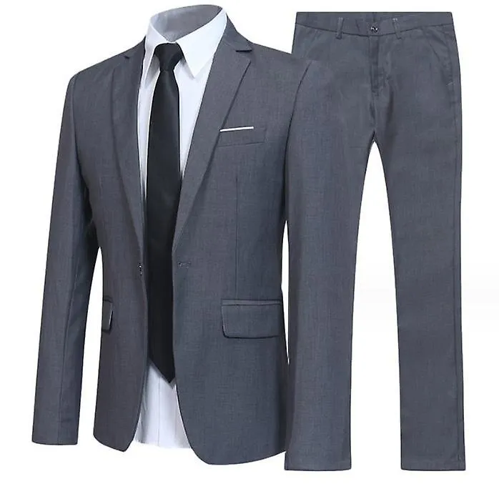 MEN'S SUIT SINGLEBREASTED ONE BUTTON CENTER VENT 2 PIECES SLIM FIT FORMAL SUITS
