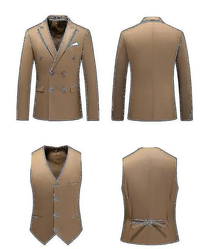 Mens Suits Double Row Three Button Slim Fit 2 Pieces Suit,red