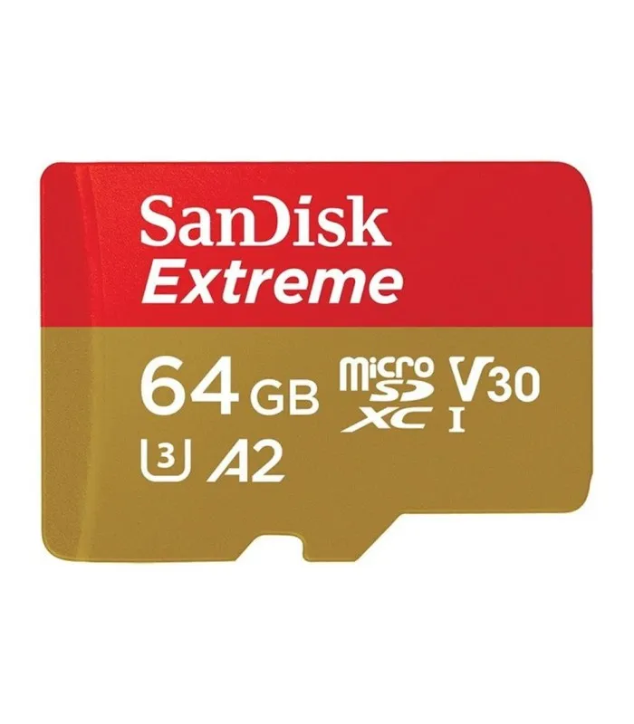 MICRO SD SANDISK EXTREME 64GB UHSI 4K / C10 / U3 / V30 / A2 R160MB/W60MB/S + ADAPTADOR