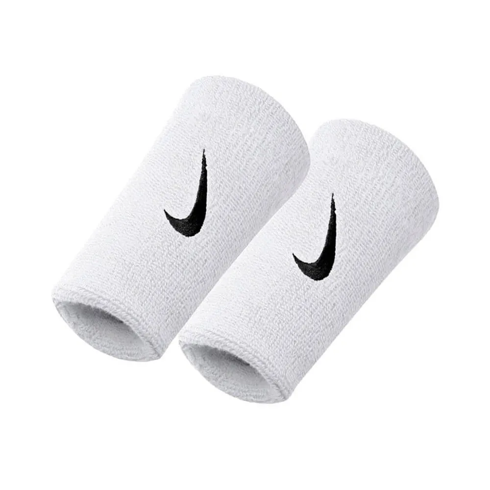 Muñequeras Nike Swoosh Doublewide Logo Dry Long White