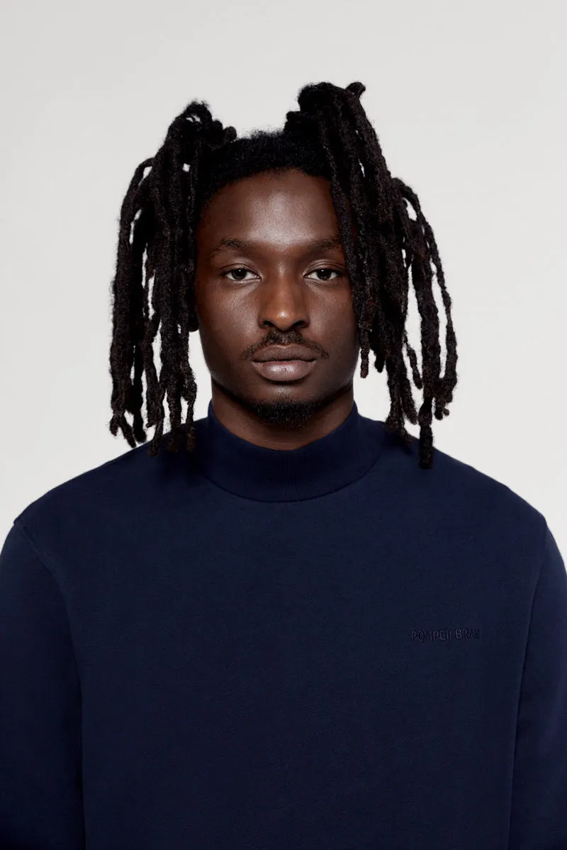 NAVY MOCKNECK SWEAT