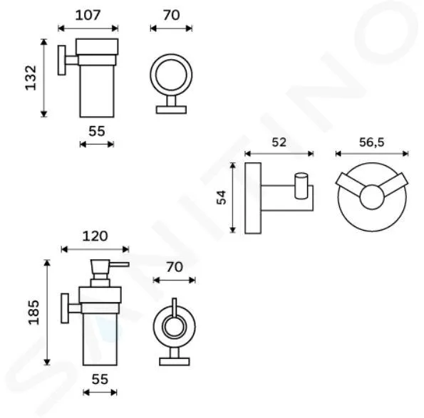 NIMCO UNIX  JUEGO DE ACCESORIOS DE BAñO, CRISTAL ESMERILADO/NEGRO MATE UNC SET31WT90