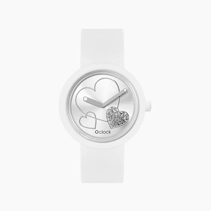 O clock blanco con mecanismo shiny hearts