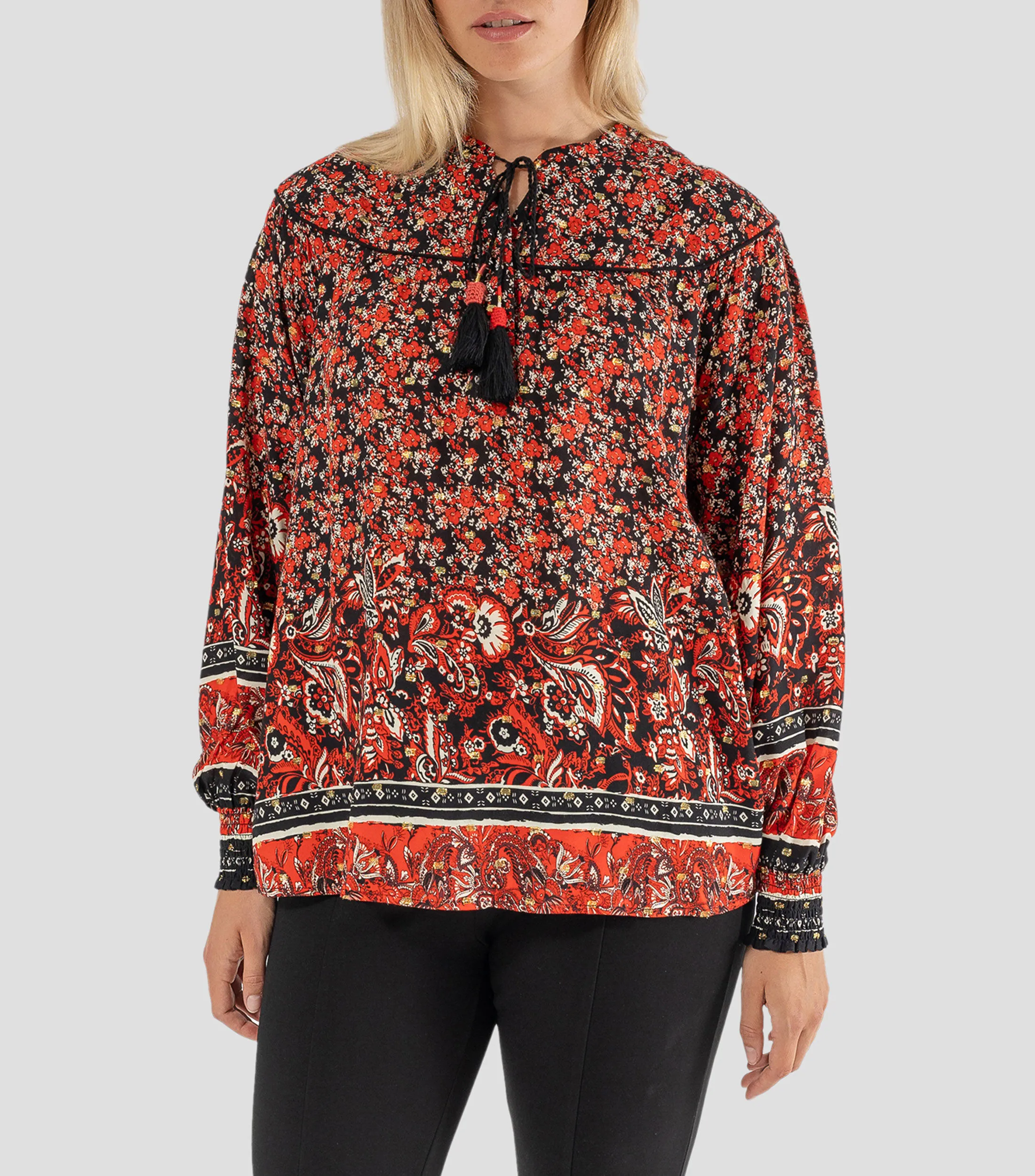 October Blusa Estampado Floral Manga Larga Mujer