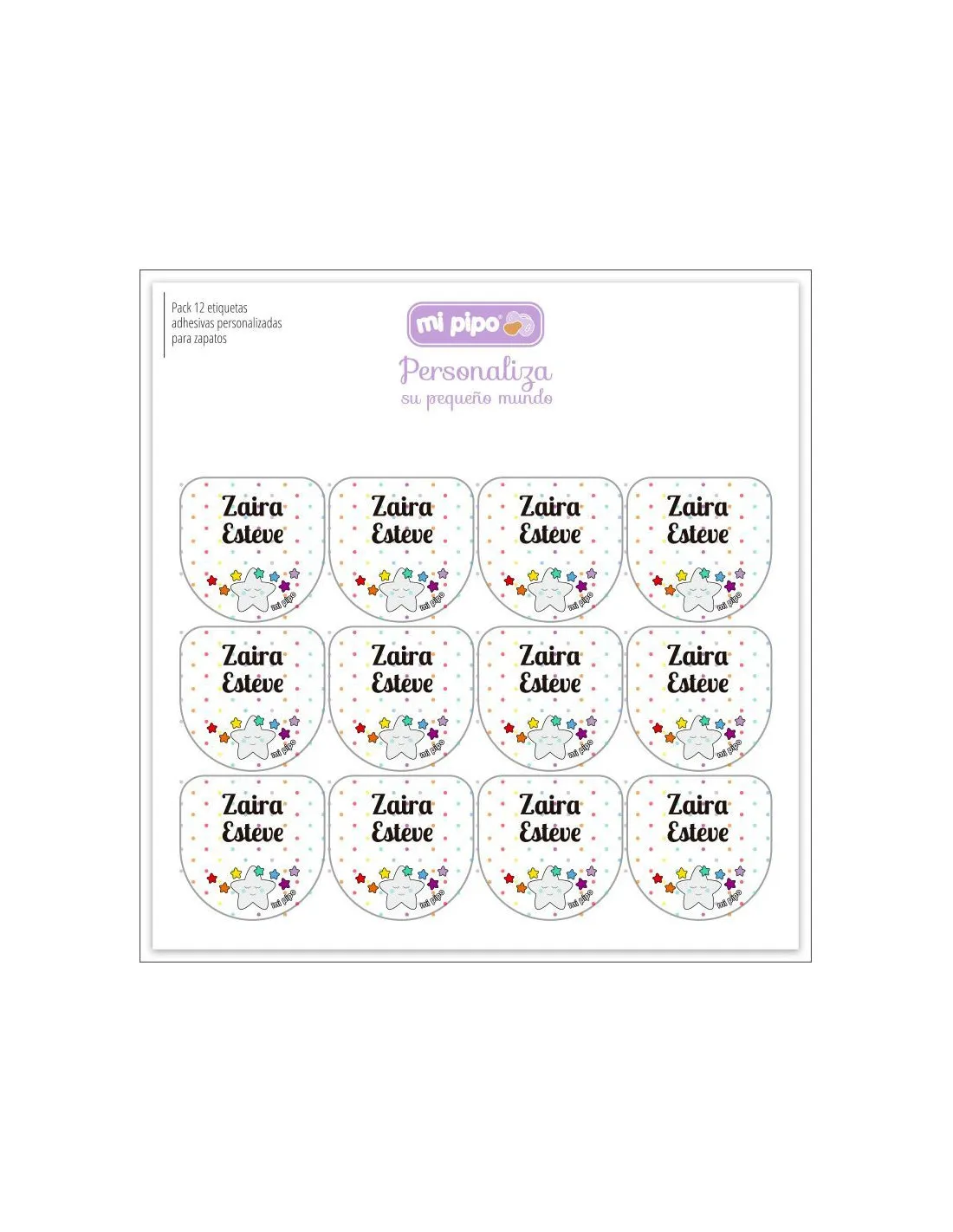 Pack 12 etiquetas personalizadas para zapatos