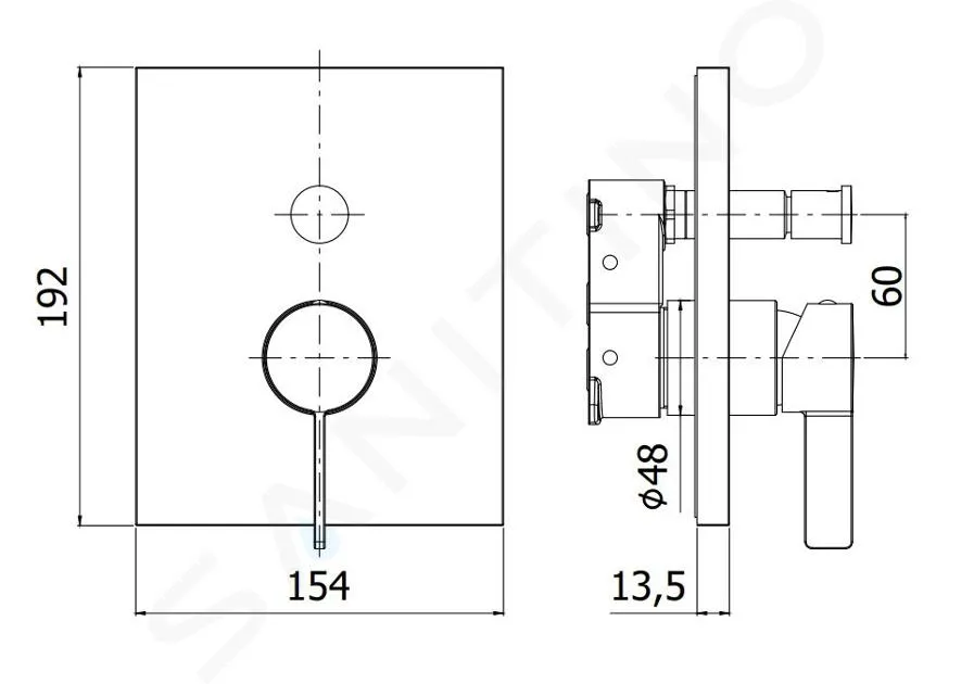 PAFFONI ROCK  GRIFO EMPOTRADO PARA 2 DISPOSITIVOS, ACERO INOXIDABLE ROBOX015ST/M