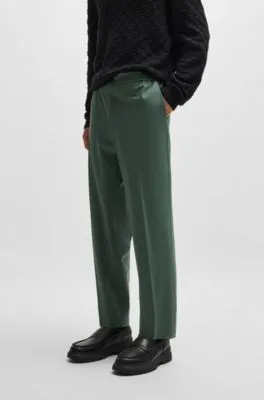 Pantalones slim fit en popelín de mezcla de lana