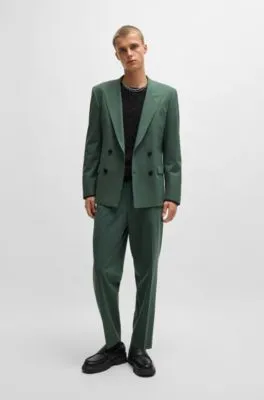 Pantalones slim fit en popelín de mezcla de lana
