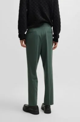 Pantalones slim fit en popelín de mezcla de lana