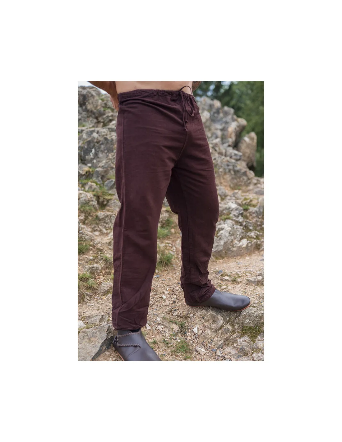 Pantalones vikingos de lino modelo Asmund, marrón oscuro
