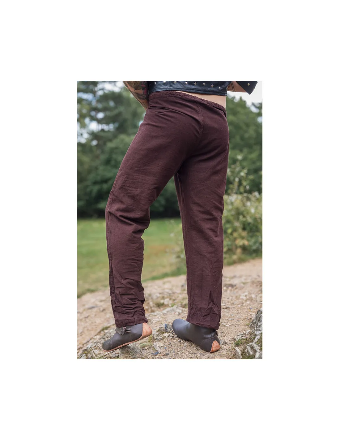 Pantalones vikingos de lino modelo Asmund, marrón oscuro
