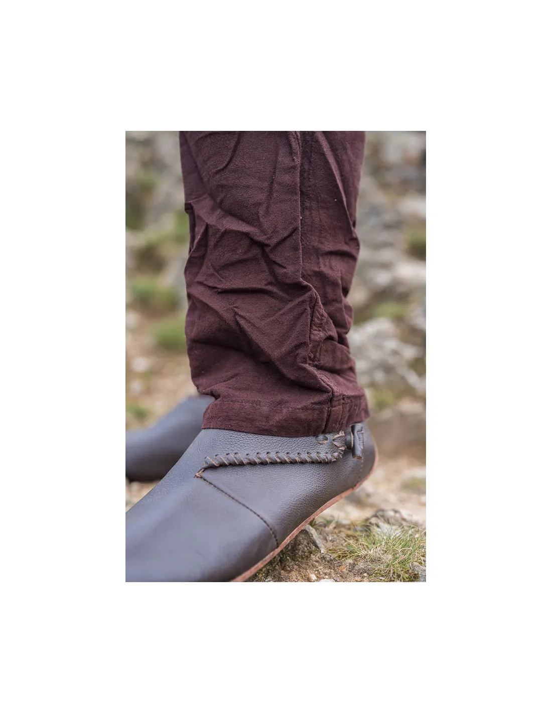 Pantalones vikingos de lino modelo Asmund, marrón oscuro