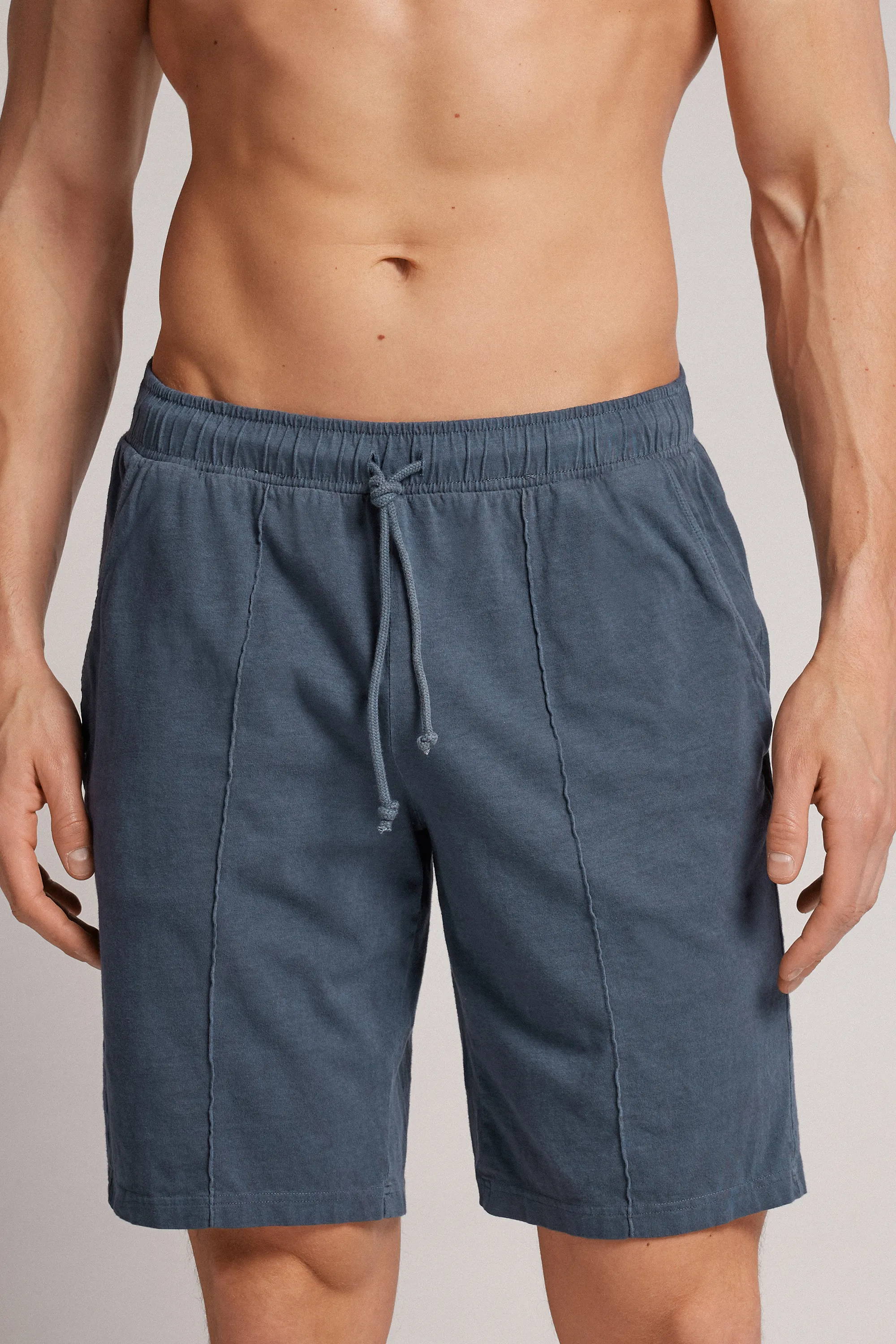 Pantalons Curts de Cotó amb Ratlla Washed Collection