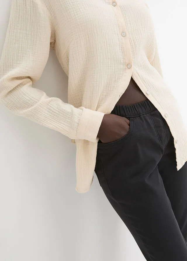 Pantalón de algodón cropped Negro