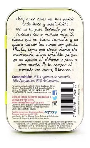 Pastillero con dulces Pa'l mal de amores Remedios Mágicos