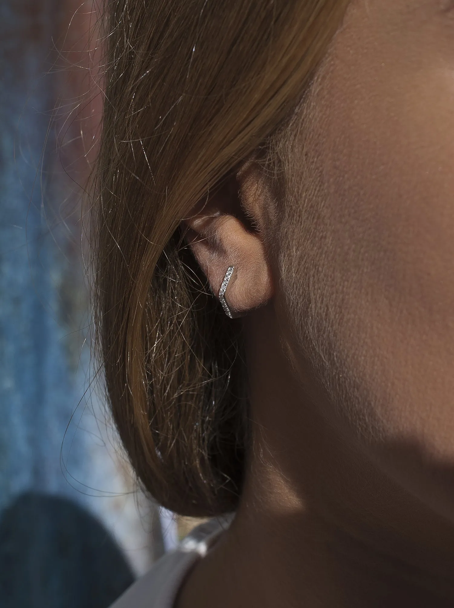 Pendientes aro de plata diseo hexagonal con circonitas