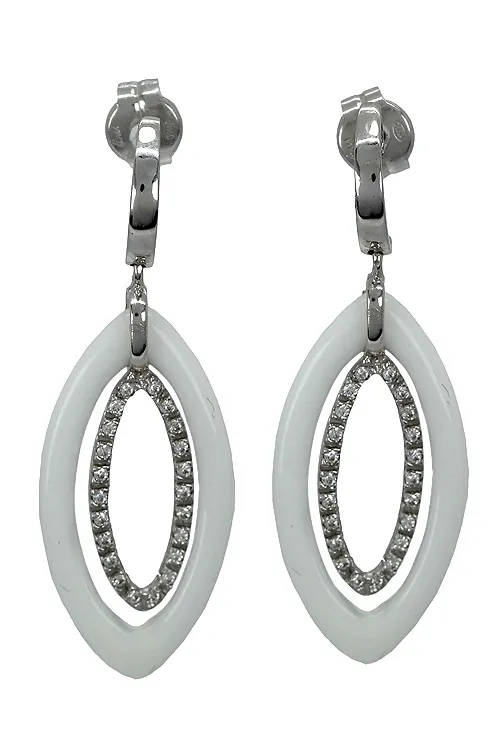 PENDIENTES ORO BLANCO 18 KTE CON áGATA BLANCA 095_430330P