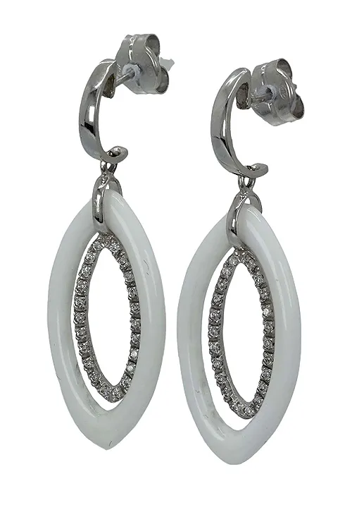 PENDIENTES ORO BLANCO 18 KTE CON áGATA BLANCA 095_430330P