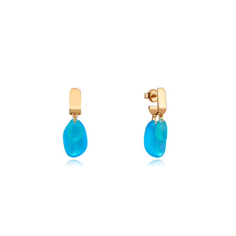 PENDIENTES VICEROY ELEGANT DE PLATA DE LEY BAñADO EN ORO CON COLGANTE DE CRISTAL AZUL VERDE 13142E10059