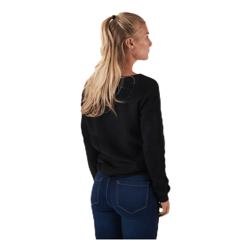 PIECES BABETT LS VNECK KNIT BLACK