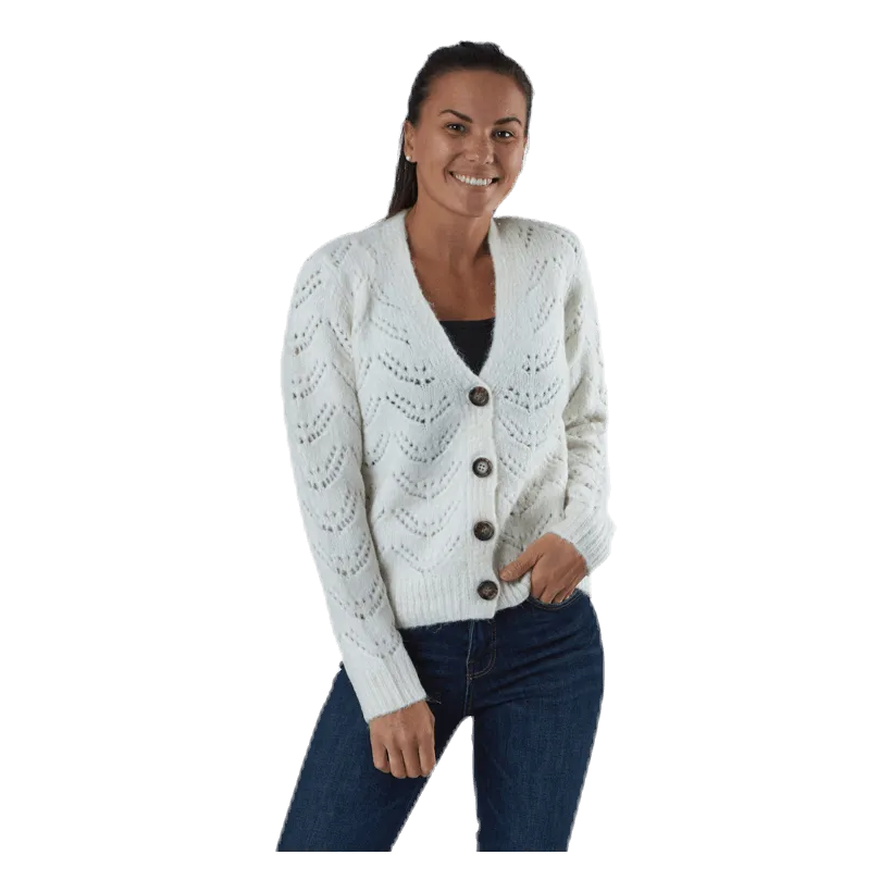 Pieces Bibi Ls  Knit Cardigan White