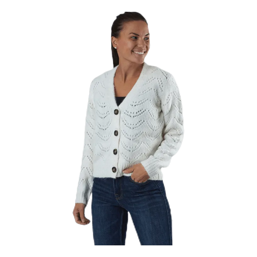 Pieces Bibi Ls  Knit Cardigan White