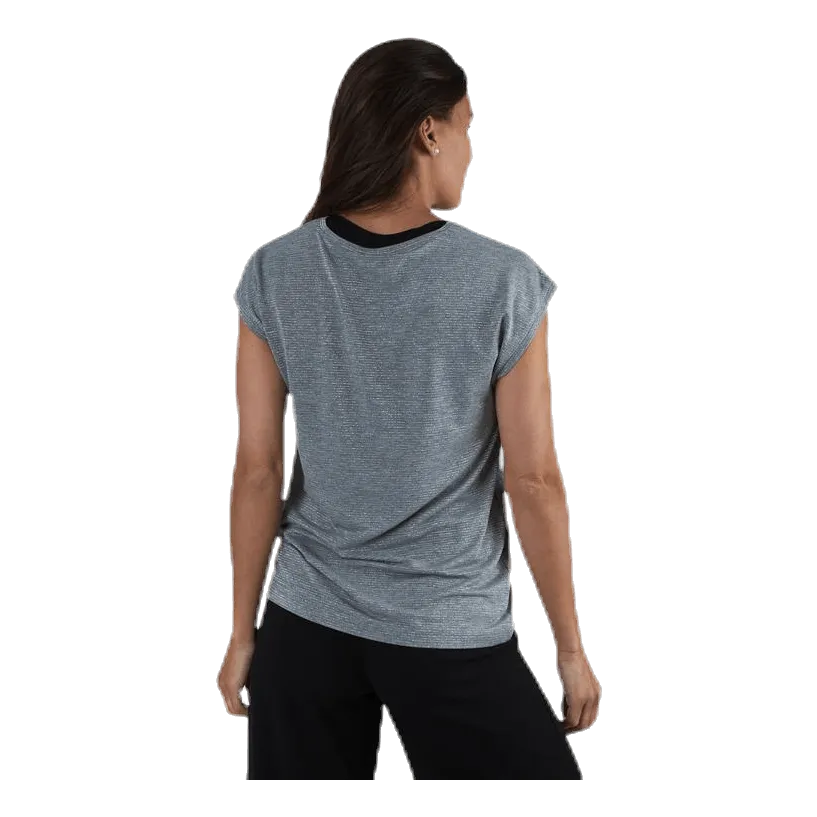 Pieces Billo Tee Lurex Stripes Grey