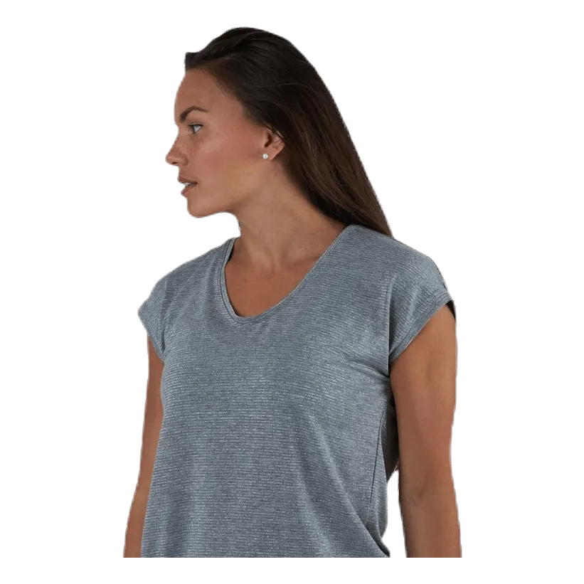 Pieces Billo Tee Lurex Stripes Grey