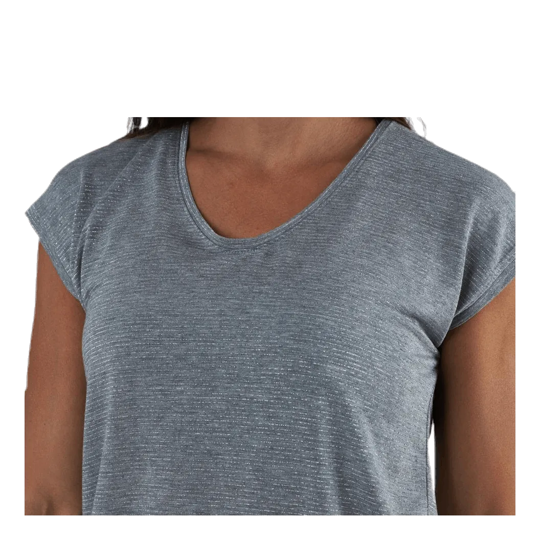 Pieces Billo Tee Lurex Stripes Grey