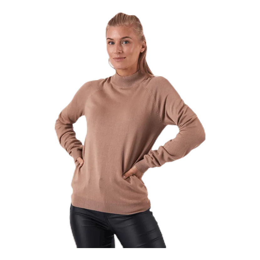 Pieces Esera Ls High Neck Knit Beige