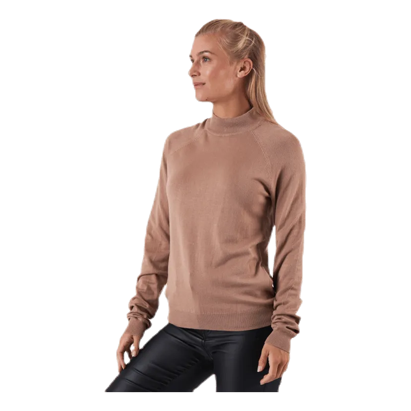 Pieces Esera Ls High Neck Knit Beige