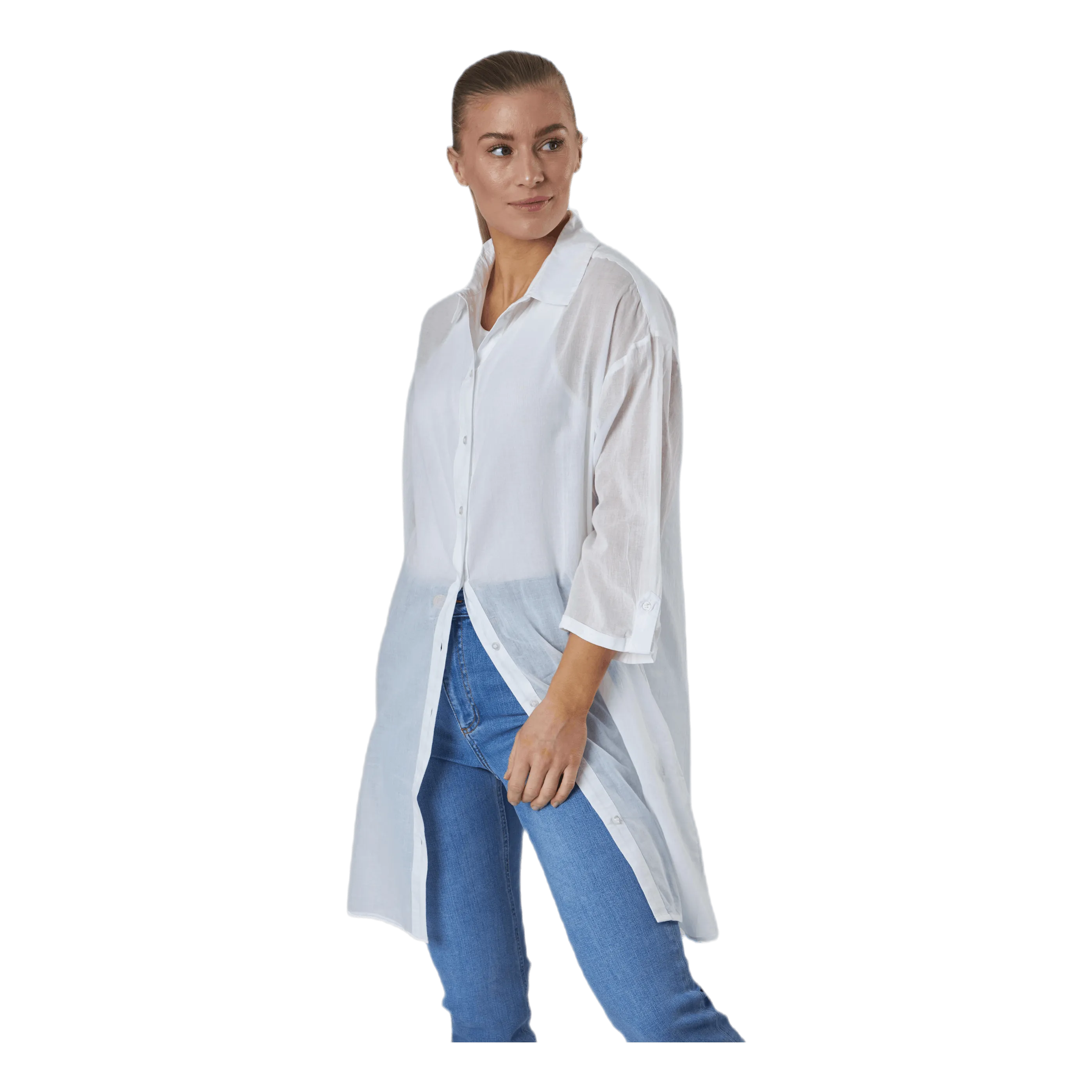 Pieces Gudde 3/4 Shirt Sww Bc White
