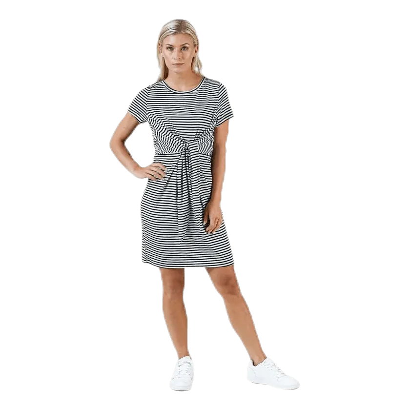 Pieces Hannah Ss Tie Dress White/Black