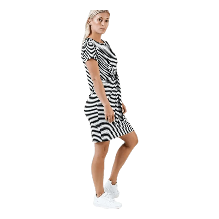 Pieces Hannah Ss Tie Dress White/Black