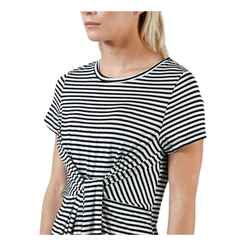 Pieces Hannah Ss Tie Dress White/Black